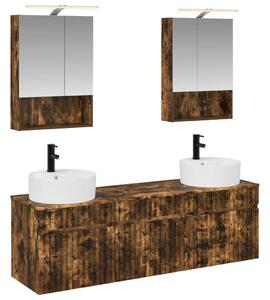 Fürdőszobai Szekrény Szett 5 pcs Füstös Tölgy 50 x 14,5 x 70 cm