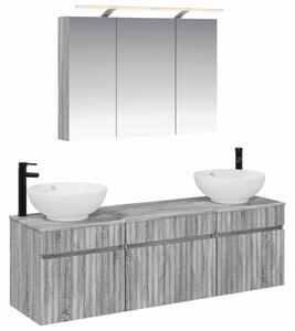 Fürdőszobai Szekrény Szett 4 pcs Szürke Sonoma