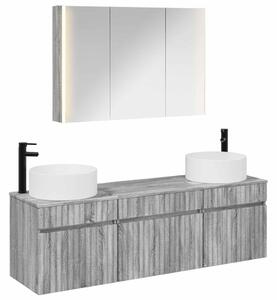 Fürdőszobai Szekrény Szett 4 pcs Szürke Sonoma