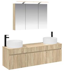 Fürdőszobai Szekrény Szett 4 pcs Sonoma Tölgy