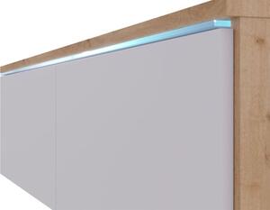 TV szekrény Dlana 180 MDF (fehér + fehér halcsont) (fehér LED világítás)
