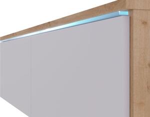 TV szekrény Dlana 180 MDF (fehér + fehér halcsont) (fehér LED világítás)