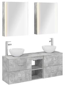 Fürdőszobai Szekrény Szett 5 pcs Betonszürke 53 x 15,5 x 70 cm