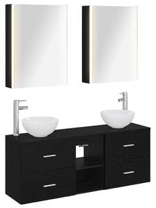 Fürdőszobai Szekrény Szett 5 pcs Fekete Tölgy 53 x 15,5 x 70 cm
