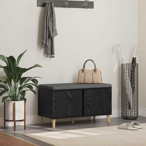 Előtér pad Fekete Tölgy 80 x 38 x 46 cm Műanyag Fa és Szövet