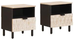Éjjeliszekrény 2 pcs Fehér 40 x 33 x 46 cm Tömör Mangófát