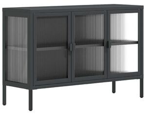 VidaXL Fekete Acél és Üveg Tálalószekrény - 105x35x70 cm