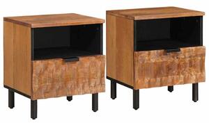 Éjjeliszekrény 2 pcs Barna 40 x 33 x 46 cm Tömör Mangófát