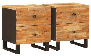 Éjjeliszekrény 2 pcs Barna 40 x 33 x 46 cm Tömör Mangófát