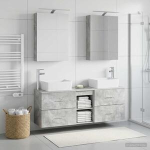 Fürdőszoba bútor szett 5 pcs Betonszürke Szerelt fa és Üveg