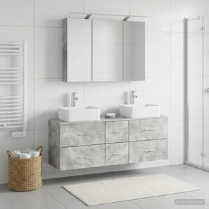 Fürdőszoba bútor szett 4 pcs Betonszürke Szerelt fa és Üveg