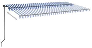 VidaXL kék és fehér kézzel kihúzható LED-es napellenző 600 x 300 cm