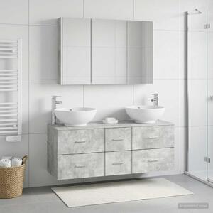Fürdőszoba bútor szett 4 pcs Betonszürke Szerelt fa és Üveg