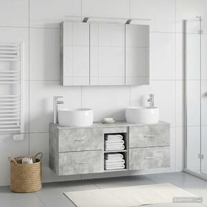 Fürdőszoba bútor szett 4 pcs Betonszürke Szerelt fa és Üveg