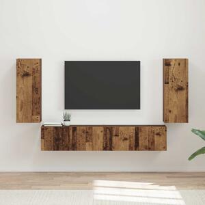 TV falit kabinet szett Falra szerelhető 4 pcs Öreg fa Faanyag