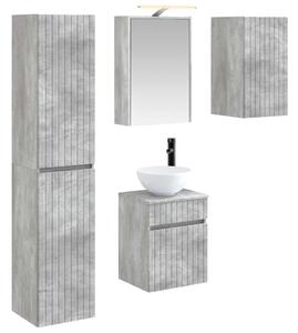 Fürdőszobai Szekrény Szett 5 pcs Betonszürke 43 x 16 x 62,5 cm