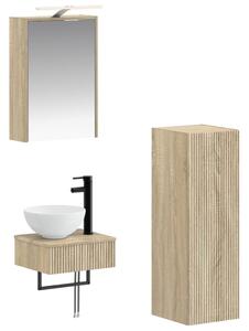Fürdőszobai Szekrény Szett 4 pcs Sonoma Tölgy 43 x 16 x 62,5 cm