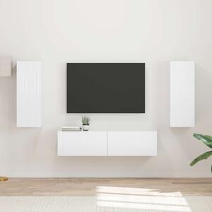 TV szekrény garnitúra 2 pcs Magas Fényű Fehér Faanyag