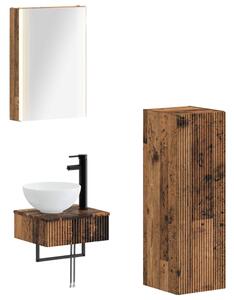 Fürdőszobai Szekrény Szett 4 pcs Antik Fa 43 x 11,5 x 60,5 cm