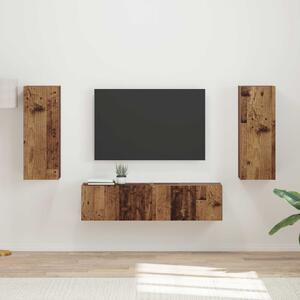 TV szekrény garnitúra Falra szerelhető 2 pcs Öreg fa Faanyag