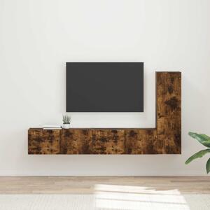 TV szekrény garnitúra 3 pcs Füstölt tölgy Faanyag