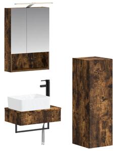 Fürdőszobai Szekrény Szett 4 pcs Füstös Tölgy 50 x 14,5 x 70 cm