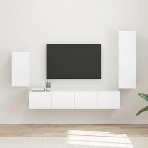 TV szekrény garnitúra 4 pcs Magas Fényű Fehér Faanyag