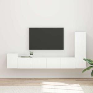 TV szekrény garnitúra 3 pcs Magas Fényű Fehér Faanyag