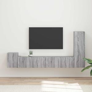 TV szekrény garnitúra 3 pcs Szürke Sonoma Faanyag