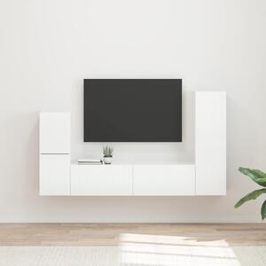 TV szekrény garnitúra 4 pcs Magas Fényű Fehér Faanyag