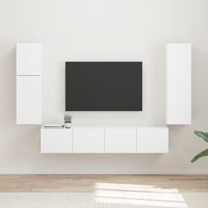 TV szekrény garnitúra Falra szerelhető 4 pcs Fehér Faanyag