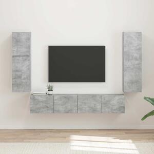 TV szekrény garnitúra 4 pcs Beton Szürke Faanyag