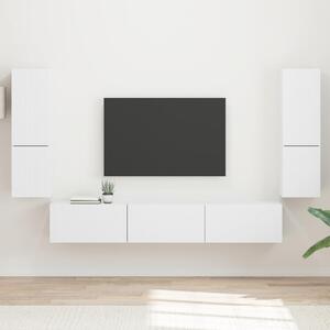TV szekrény garnitúra Falra szerelhető 4 pcs Fehér Faanyag