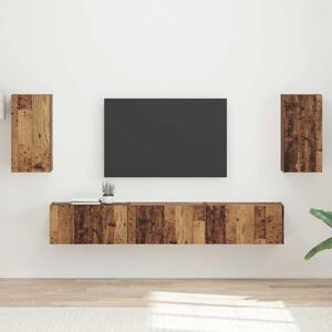 TV szekrény garnitúra Falra szerelhető 5 pcs Öreg fa Faanyag