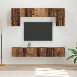 TV szekrény garnitúra Falra szerelhető 4 pcs Öreg fa Faanyag