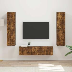 TV szekrény garnitúra 6 pcs Füstölt tölgy Faanyag