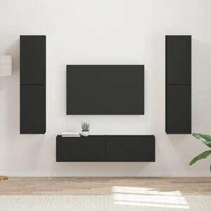 TV szekrény garnitúra 6 pcs Fekete Faanyag