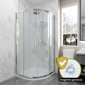 Homedepo Elio+ 80x80 íves két tolóajtós zuhanykabin 6 mm vastag vízlepergető biztonsági üveggel, krómozott elemekkel, 190 cm magas