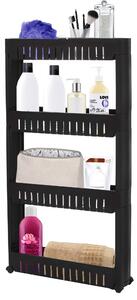 PreHouse Mobil fürdőszoba szekrény kerekeken 4 szintes - fekete