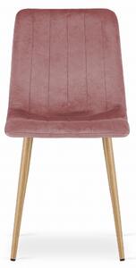 PreHouse LAVA szék - rózsaszín bársony / fa színű lábak