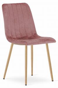 PreHouse LAVA szék - rózsaszín bársony / fa színű lábak