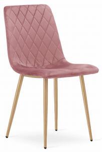 PreHouse Fotel TURIN - rózsaszín bársony / fa lábak