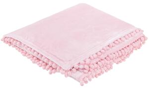 PreHouse Rózsaszín takaró pom pomokkal 200x220 cm - rózsaszín