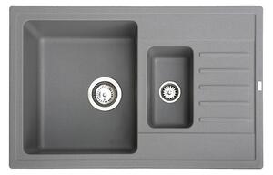 Quadro Plus 1.5D Metalac Xgranit Gránit Mosogatótálca - Extra mély, Csepegtetőtálcás, Design, Grafit