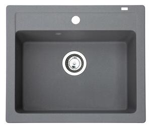 Quadro 60 Metalac Xgranit Gránit Mosogatótálca - Extra mély, Egymedencés, Négyzet, Grafit