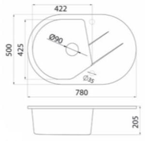 Vesta Plus Metalac 372999 Gránit Mosogatótálca - Extra mély, Csepegtetőtálcás, Grafit