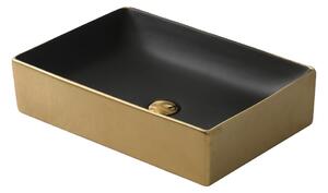Welland 9636E pultra építhető mosdókagyló - 50 x 35 cm - fekete / arany