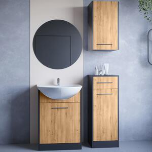BUTORLINE Fürdőszoba bútor tükörrel NEPPA fekete / artisan tölgy