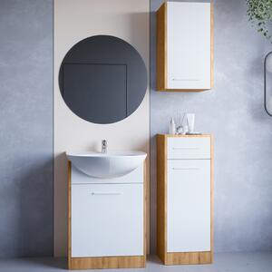 BUTORLINE Fürdőszoba bútor tükörrel NEPPA artisan tölgy / fehér laminált