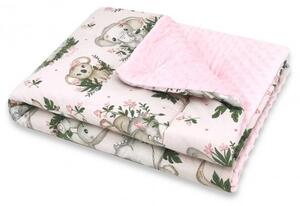 Baby Shop Minky-vászon takaró 75*100 cm - Baba állatok rózsaszín